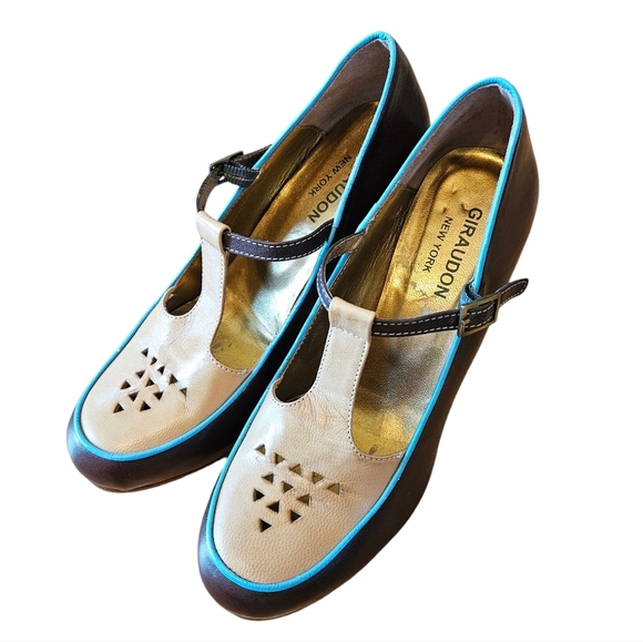 Giraudon New York Women's Mary Jane Leather Two Tone Heels Shoes Size EU 36. - Picture 5 of 13